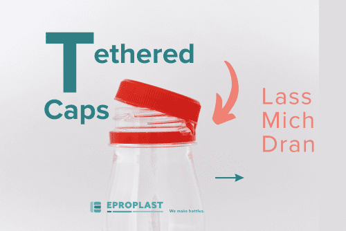 PET-Flasche mit einem Tethered Caps